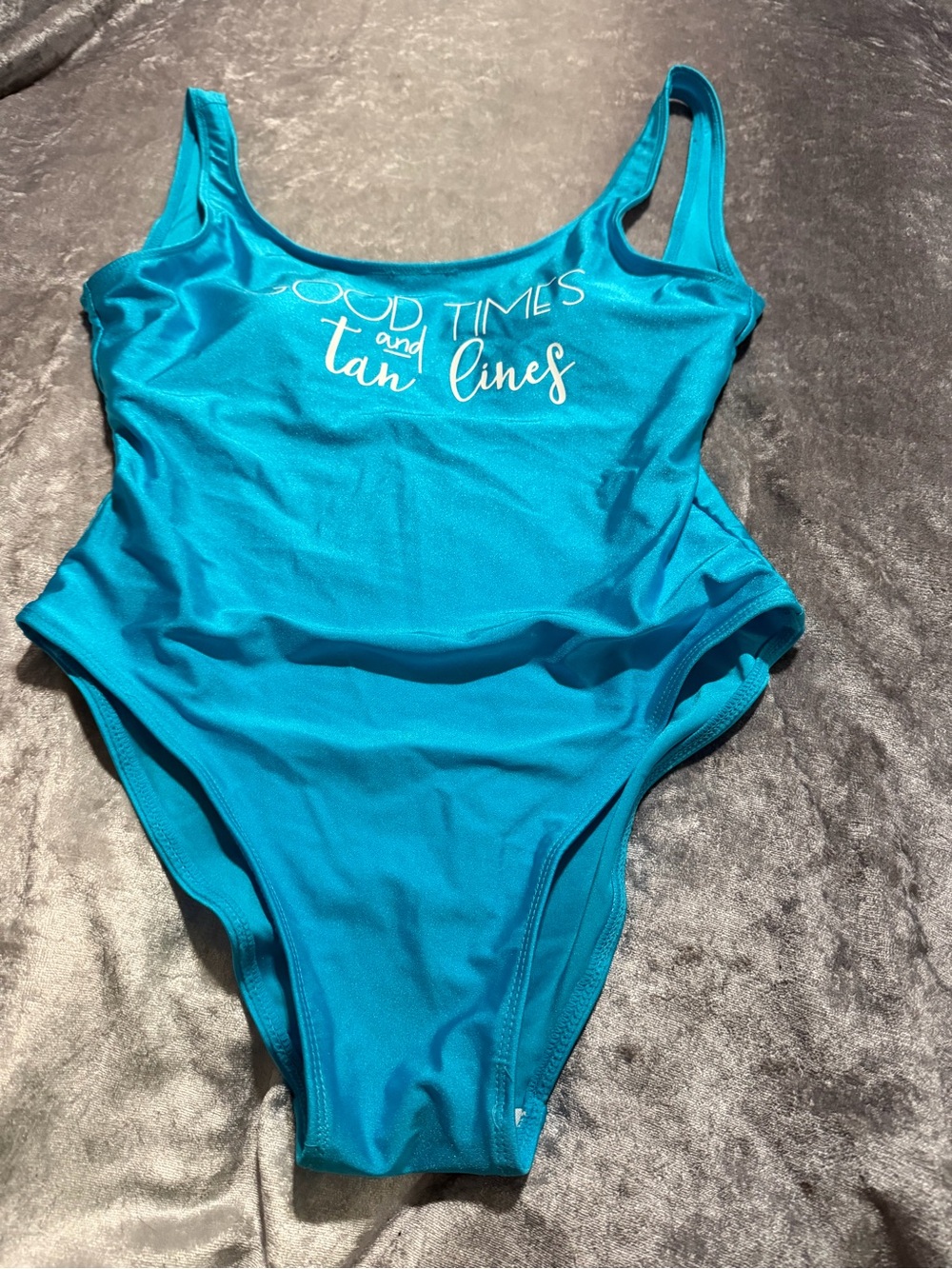 Women’s One-Piece Swimsuit in Turquoise with Slogan